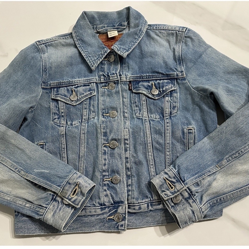 Levis Big Kids Girls Light Blue Button Down Jean Denim Trucker‎ Jacket Medium